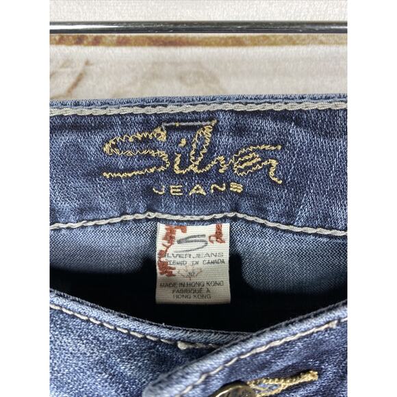 Silver Jeans Womens 30 Aiko Distressed Stretch Denim Medium Wash Boot Cut - Picture 3 of 11